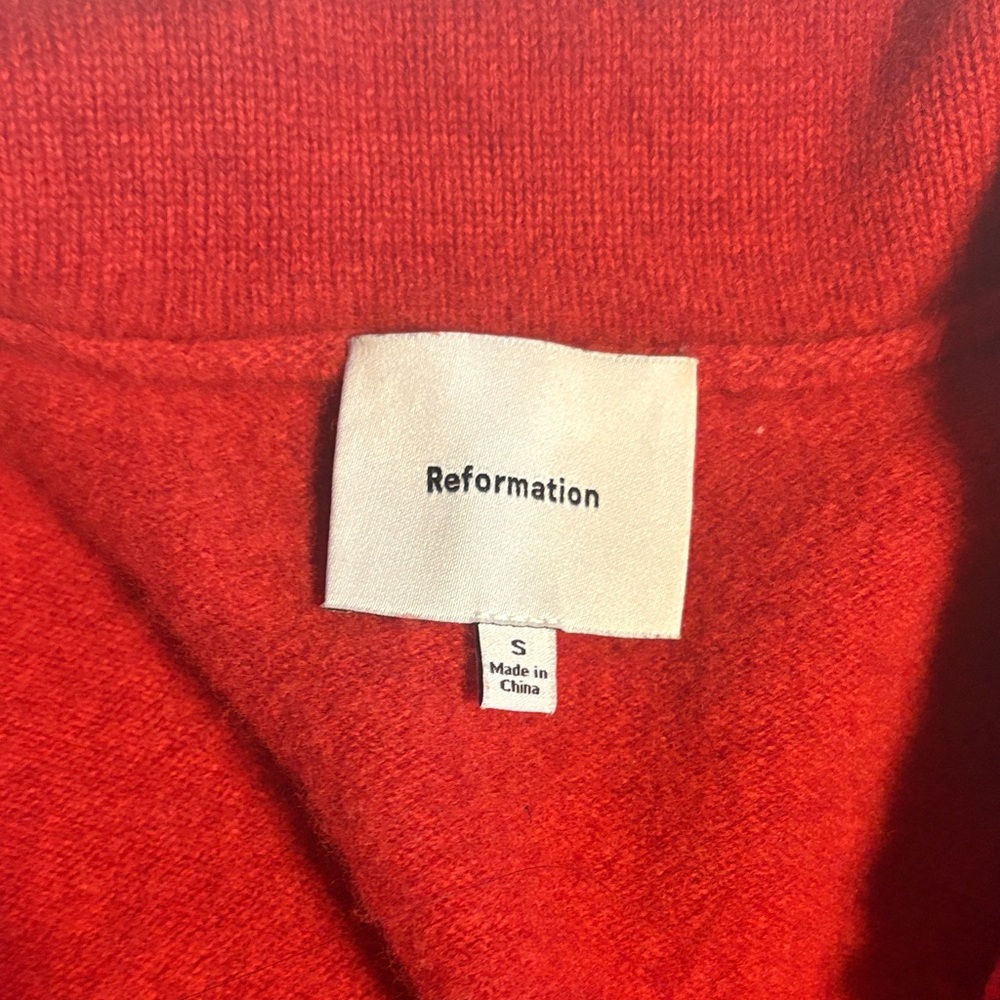 Reformation Red Button-Front Cropped Sweater with… - image 2